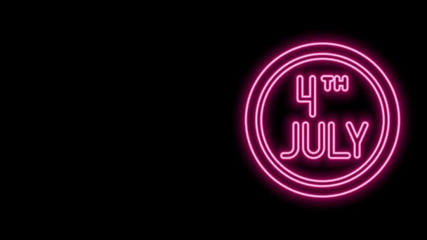 Siyah arkaplanda 4 Temmuz tarihli parlak neon çizgisi takvimi. ABD Bağımsızlık Günü. 4 Temmuz. 4K Video hareketli grafik canlandırması — Stok video