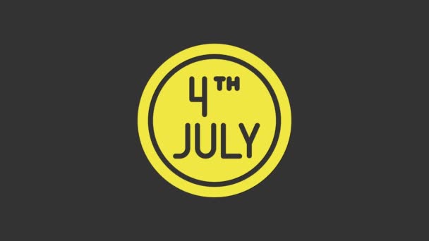 Calendário Dia Amarelo com data 4 de julho ícone isolado no fundo cinza. Dia da Independência dos EUA. 4 de Julho. Animação gráfica em movimento de vídeo 4K — Vídeo de Stock