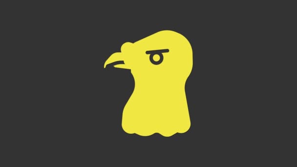 Gele adelaar hoofd pictogram geïsoleerd op grijze achtergrond. 4K Video motion grafische animatie — Stockvideo
