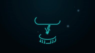 Parlayan neon hattı Storm simgesi siyah arkaplanda izole edildi. Bulut ve şimşek işareti. Fırtınanın hava durumu ikonu. 4K Video hareketli grafik canlandırması