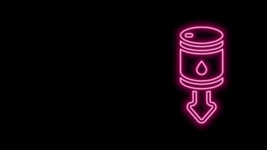 Ham petrol fiyatlarındaki parlak neon hattı düşüşü siyah arka planda izole edildi. Petrol endüstrisi krizi konsepti. 4K Video hareketli grafik canlandırması