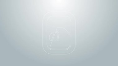 Mavi Hat Uçak pencere simgesi gri arkaplanda izole edildi. Uçak lombozu. 4K Video hareketli grafik canlandırması