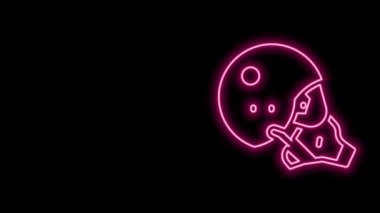 Parlayan neon hattı Modern pilot başlığı simgesi siyah arkaplanda izole edildi. 4K Video hareketli grafik canlandırması