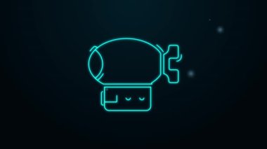 Parlayan neon hattı hava gemisi simgesi siyah arkaplanda izole edildi. 4K Video hareketli grafik canlandırması