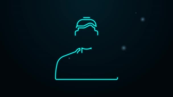 Glowing neon line Worker icon isolated on black background. Business avatar symbol user profile icon. Male user sign. 4K Video motion graphic animation — Stock Video