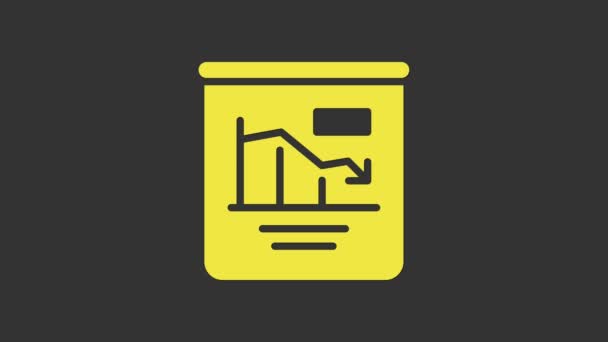 Ikona infograficzna żółtej tabliczki wyizolowana na szarym tle. Znak diagramu. Światowy kryzys finansowy. 4K Animacja graficzna ruchu wideo — Wideo stockowe