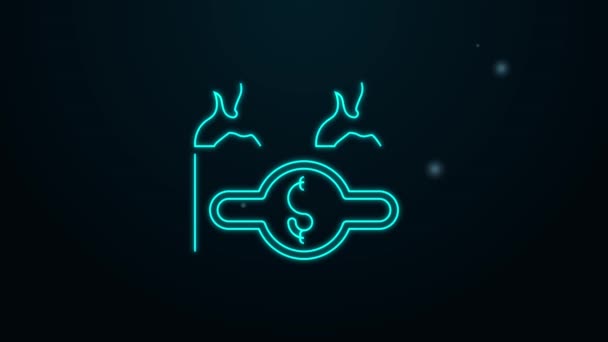 Glowing neon line Burning dollar bill icon isolated on black background. Dollar bill on fire. Burning of savings. 4K Video motion graphic animation — Stock Video