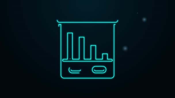 Linha de néon brilhante Ícone de infográfico gráfico gráfico de torta isolado no fundo preto. Diagrama gráfico sinal. Crise financeira mundial. Animação gráfica em movimento de vídeo 4K — Vídeo de Stock