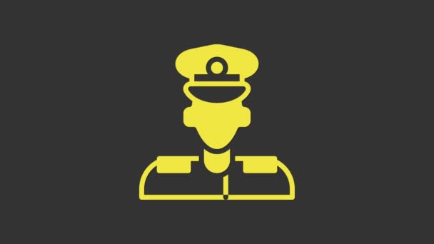 Icono piloto amarillo aislado sobre fondo gris. Animación gráfica de vídeo 4K — Vídeo de stock