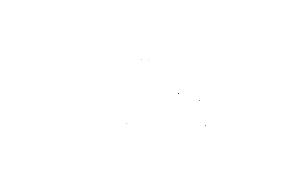 Linea nera Valigia per icona di viaggio isolata su sfondo bianco. Segnale del bagaglio in viaggio. Icona bagaglio da viaggio. Animazione grafica 4K Video motion — Video Stock