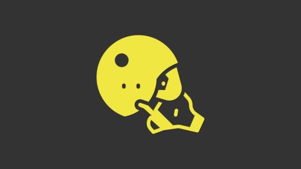 Yellow Modern pilot helmet icon isolated on grey background. 4K Video motion graphic animation — Stock Video