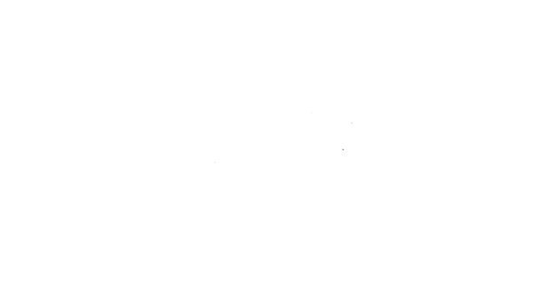 Черная линия беспилотника значок изолирован на белом фоне. Военный беспилотный авиашпион. Видеографическая анимация 4K — стоковое видео