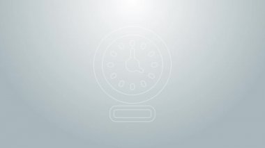 Gri arkaplanda mavi çizgi saat simgesi izole edildi. Zaman sembolü. 4K Video hareketli grafik canlandırması
