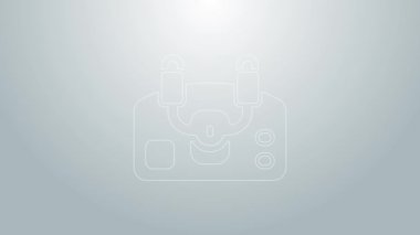 Mavi Hat Uçak dümen ikonu gri arka planda izole edildi. Uçak kontrol tekerleği. 4K Video hareketli grafik canlandırması
