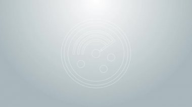 Mavi çizgi Radar, gri arkaplanda izole edilmiş ikonu ararken ekranda hedefler var. Arama sistemi. Donanma sonarı. 4K Video hareketli grafik canlandırması