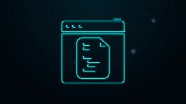 Parlayan neon hattı Yazılım, web geliştirici programlama kodu simgesi siyah arkaplanda izole edildi. Program kodunun rastgele bilgisayar betiği parçalarını Javascript et. 4K Video hareketli grafik canlandırması
