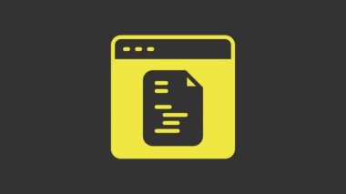 Sarı Yazılım, web geliştirici programlama kodu simgesi gri arkaplanda izole edildi. Program kodunun rastgele bilgisayar betiği parçalarını Javascript et. 4K Video hareketli grafik canlandırması