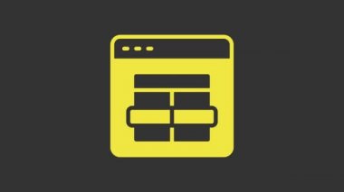 Sarı MySQL kod simgesi gri arkaplanda izole edildi. Web sitesi tasarımınız için HTML Kod sembolü. 4K Video hareketli grafik canlandırması