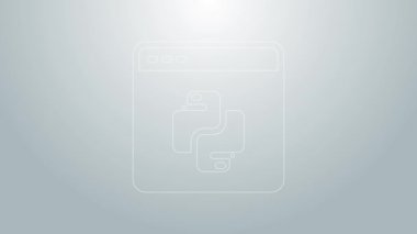 Mavi çizgi Python programlama dili simgesi gri arkaplanda izole edildi. Tarayıcıdaki Python kodlama dili imzası. Cihaz, programlama, geliştirme konsepti. 4K Video hareketli grafik canlandırması