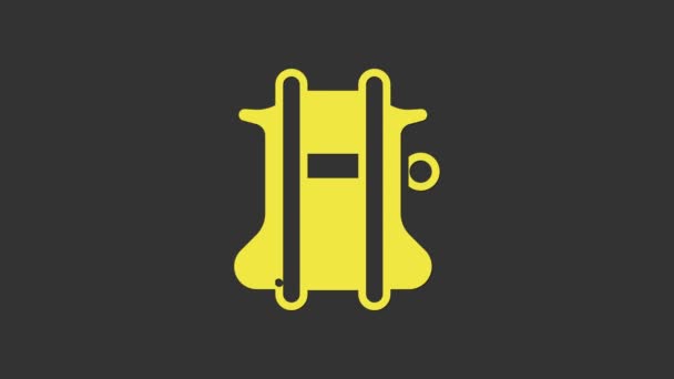 Ícone de paraquedas amarelo isolado no fundo cinza. Animação gráfica em movimento de vídeo 4K — Vídeo de Stock