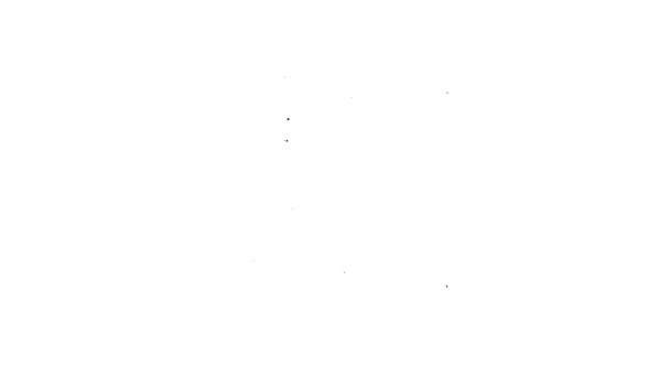 Černá čára Světová cestovní mapa s ikonou letadel izolovaných na bílém pozadí. Grafická animace pohybu videa 4K — Stock video