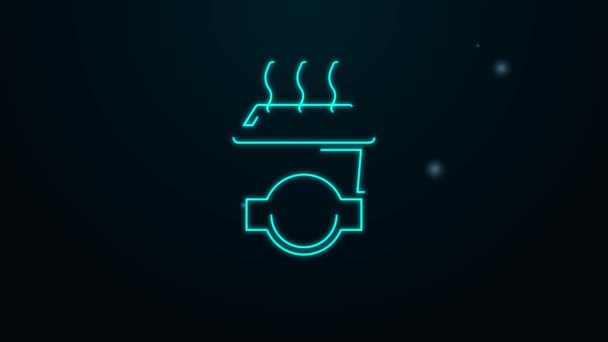 Glowing neon line Coffee cup to go icon isolated on black background. 4K Video motion graphic animation — Stock Video