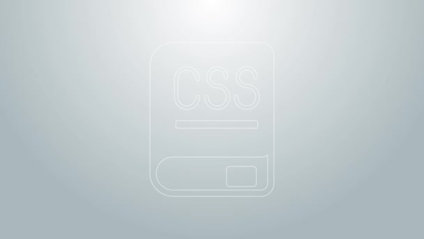 Línea azul Libros sobre iconos de programación aislados sobre fondo gris. Concepto de lenguaje de programación. PHP, CSS, XML, HTML, Javascript learning. Animación gráfica de vídeo 4K — Vídeo de stock