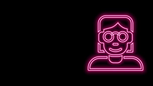 Glowing neon line Hacker or coder icon isolated on black background. Programmer developer working on code, coding, testing, debugging, analysing. 4K Video motion graphic animation — Stock Video