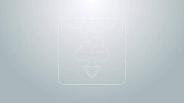 Blue line Cloud technology data transfer and storage icon isolated on grey background. 4K Video motion graphic animation — Stock Video