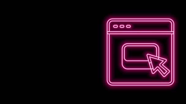 Glowing neon line Browser files icon isolated on black background. 4K Video motion graphic animation — Stock Video