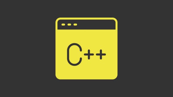 Yellow Software, web developer programming code icon isolated on grey background. Javascript computer script random parts of program code. 4K Video motion graphic animation — Stock Video