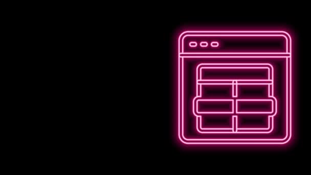 Icono de código MySQL de línea de neón brillante aislado sobre fondo negro. Símbolo de código HTML para el diseño de su sitio web. Animación gráfica de vídeo 4K — Vídeos de Stock