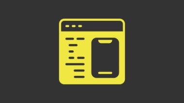 Sarı Yazılım, web geliştirici programlama kodu simgesi gri arkaplanda izole edildi. Program kodunun rastgele bilgisayar betiği parçalarını Javascript et. 4K Video hareketli grafik canlandırması