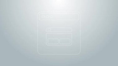 Mavi çizgi Arama motoru simgesi gri arkaplanda izole edildi. 4K Video hareketli grafik canlandırması