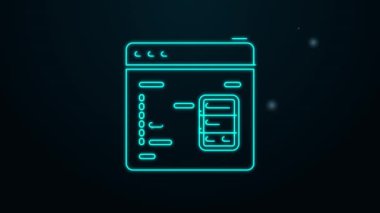 Parlayan neon hattı Yazılım, web geliştirici programlama kodu simgesi siyah arkaplanda izole edildi. Program kodunun rastgele bilgisayar betiği parçalarını Javascript et. 4K Video hareketli grafik canlandırması