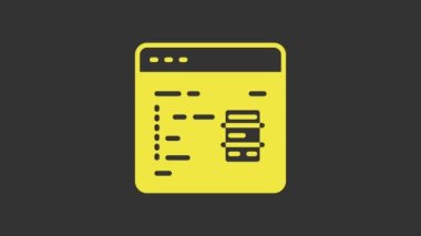 Sarı Yazılım, web geliştirici programlama kodu simgesi gri arkaplanda izole edildi. Program kodunun rastgele bilgisayar betiği parçalarını Javascript et. 4K Video hareketli grafik canlandırması