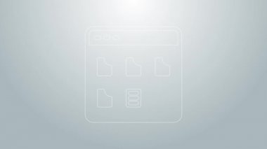 Mavi çizgi Tarayıcı dosya simgesi gri arkaplanda izole edildi. 4K Video hareketli grafik canlandırması