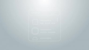 Mavi çizgi Tarayıcı dosya simgesi gri arkaplanda izole edildi. 4K Video hareketli grafik canlandırması