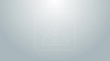 Gri arkaplanda ünlem işareti simgesi olan mavi çizgi tarayıcı. Uyarı mesajı akıllı telefon uyarısı. 4K Video hareketli grafik canlandırması