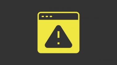 Gri arkaplanda ünlem işareti simgesi olan sarı tarayıcı. Uyarı mesajı akıllı telefon uyarısı. 4K Video hareketli grafik canlandırması