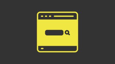 Sarı Arama Motoru simgesi gri arkaplanda izole edildi. 4K Video hareketli grafik canlandırması