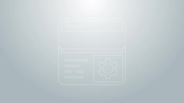 Mavi çizgi hata ayıklama simgesi gri arkaplanda izole edildi. Hata ayıklama aracı. Böcek programlama için büyüteç. Yazılım deneniyor ve ayarlanıyor. 4K Video hareketli grafik canlandırması