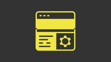 Sarı Hata Ayıklama simgesi gri arkaplanda izole edildi. Hata ayıklama aracı. Böcek programlama için büyüteç. Yazılım deneniyor ve ayarlanıyor. 4K Video hareketli grafik canlandırması