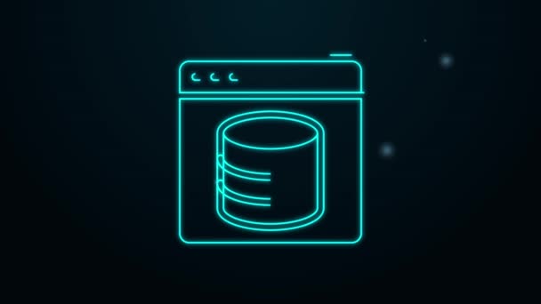 Glowing neon line Server, Data, Web Hosting icon isolated on black background. 4K 비디오 모션 그래픽 애니메이션 — 비디오