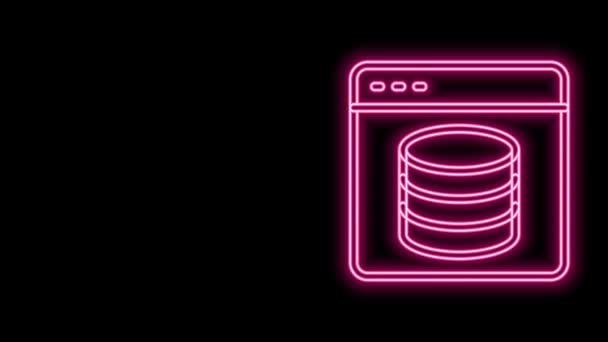 Žhnoucí neon line Server, Data, Web Hosting ikona izolované na černém pozadí. Grafická animace pohybu videa 4K — Stock video