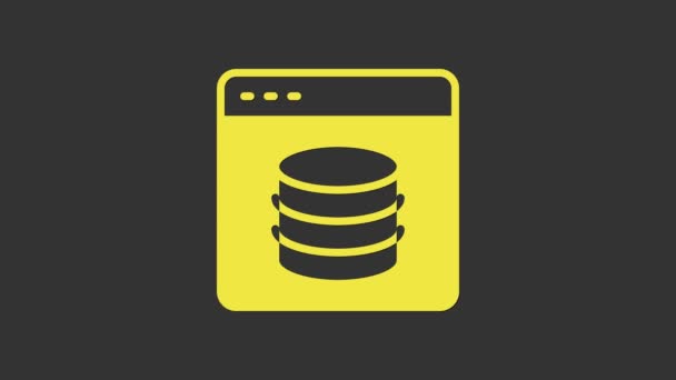Yellow Server, Data, Web Hosting icon isolated on grey background. 4K Video motion graphic animation — Stock Video