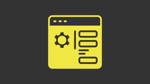 Icono de configuración del navegador amarillo aislado sobre fondo gris. Ajuste, servicio, mantenimiento, reparación, fijación. Animación gráfica de vídeo 4K — Vídeos de Stock