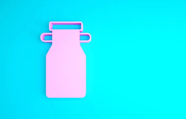 Контейнер Pink Can для иконки молока изолирован на синем фоне. Концепция минимализма. 3D-рендеринг — стоковое фото