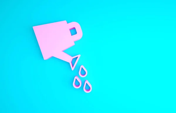 Ροζ Watering μπορεί εικονίδιο απομονώνονται σε μπλε φόντο. Σύμβολο άρδευσης. Μινιμαλιστική έννοια. 3d απεικόνιση 3D καθιστούν — Φωτογραφία Αρχείου