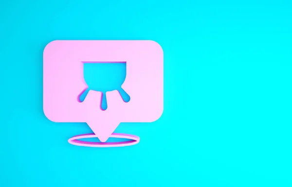 Rózsaszín Udder ikon elszigetelt kék alapon. Minimalizmus koncepció. 3d illusztráció 3D render — Stock Fotó